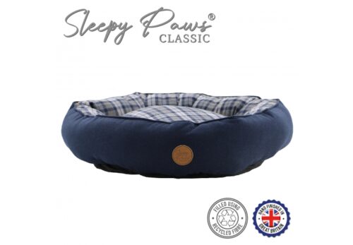 Ancol Blue & Grey Tartan Donut Bed 70cm