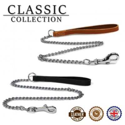 Ancol Leather Medium Chain Lead 80cm