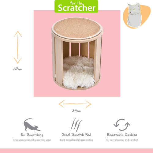 Happy Pet Heartwood Hideaway Cat Scratcher & Snooze Pod - Image 2