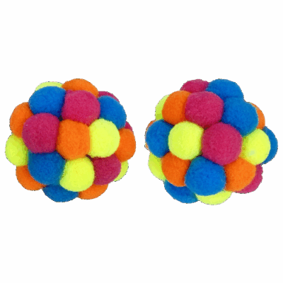 Tabby Patch Pom Pom Balls 2pcs