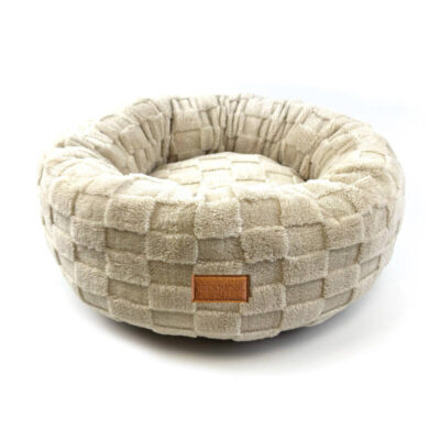 Happy Pet Checkra Round Pet Bed - Latte