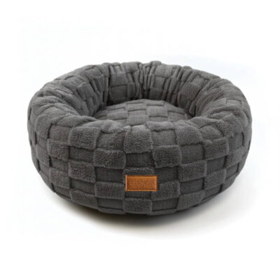 Happy Pet Checkra Round Pet Bed - Graphite Grey
