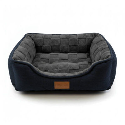 Happy Pet Checkra Square Pet Bed - Graphite Grey