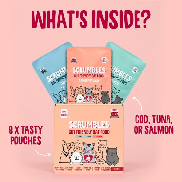 Scrumbles Fish in Jelly Cat Food Pouches 8x85g - Image 2