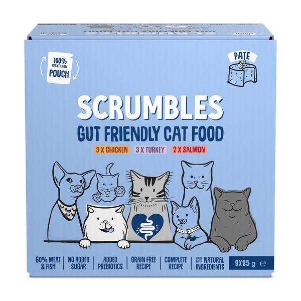 Scrumbles Pate Cat Food Pouches 8x85g