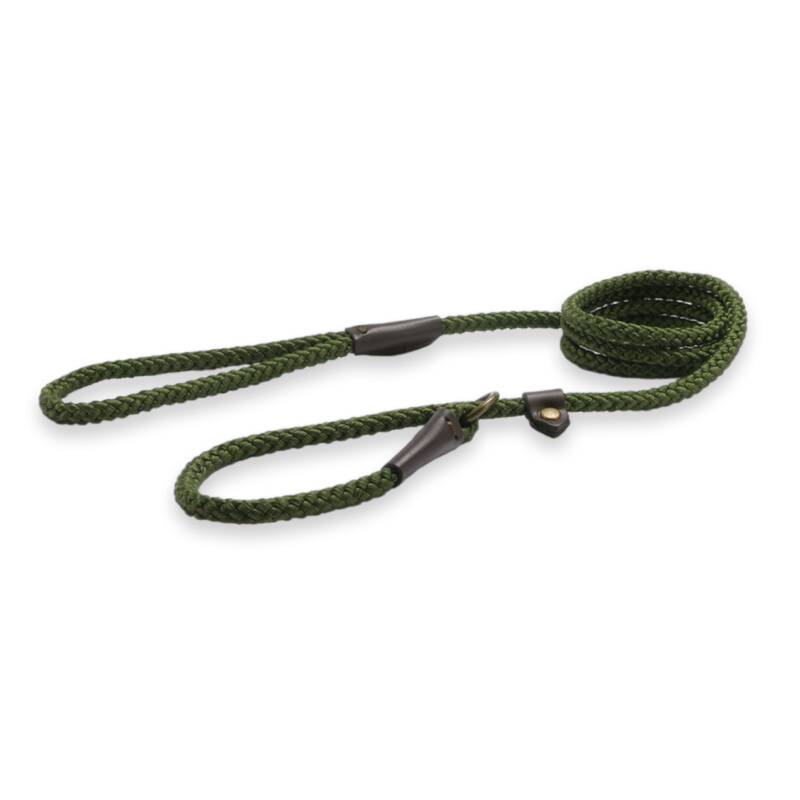 Ancol Heritage Nylon Rope Slip Lead Green