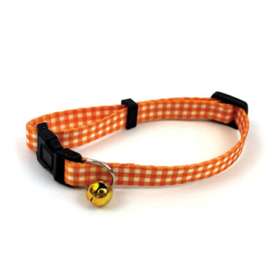 Tabby Patch Orange Check Cat Collar