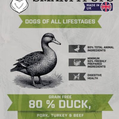 Smartypups Wilderness 80 Grain Free Dog Food For All Life Stages - Duck, Pork, Turkey & Beef