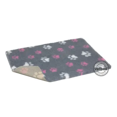 Vetbed® Non-Slip Comfort Grey with Pink & White Paws